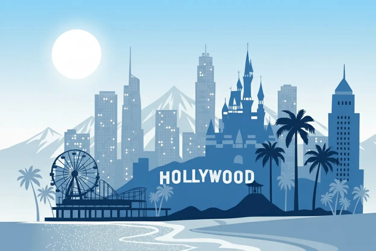 Los Angeles coastal view with crescent beach